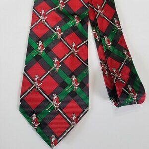 Hallmark Golf Santa Men's Silk Necktie Christmas Holiday Traditions Hand Made
